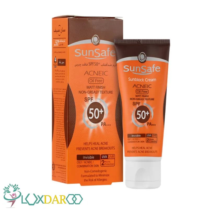 کرم ضدآفتاب بی رنگ پوست چرب سان سیف SPF50+