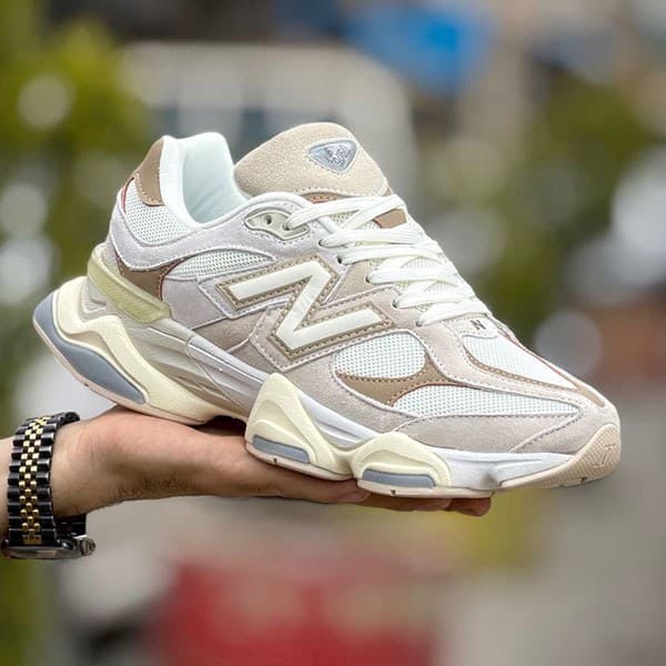 کتونی نیوبالانس زنانه و مردانه کرم-قهوه ای مدل 9060 New Balance