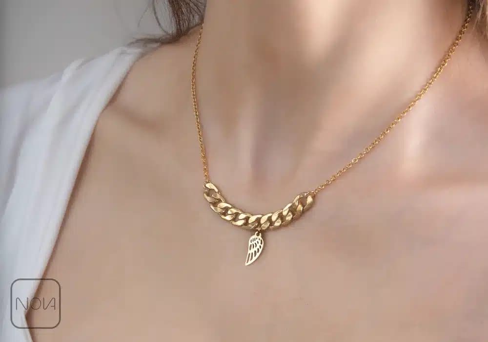 گردنبند استیل زنانه برگی