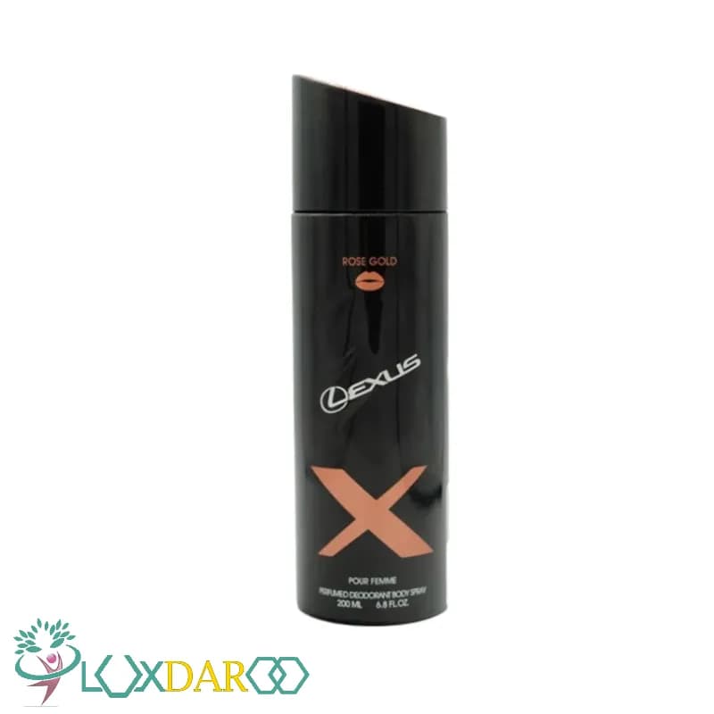 اسپری بدن زنانه LEXUS ROSE GOLD رودیر 200 میل