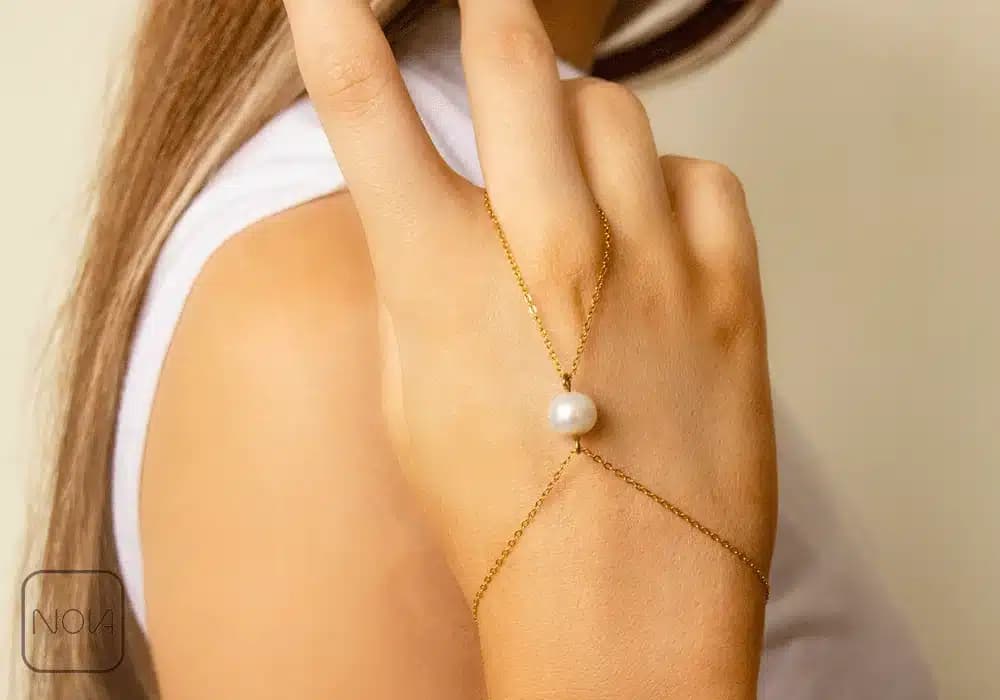 دستبند زنانه استیل عربی مروارید