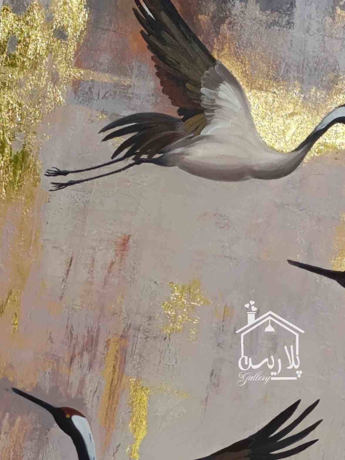 تابلو مدرن تکستچر ورق طلا پرنده 90*70 سانت — تصویر ۵