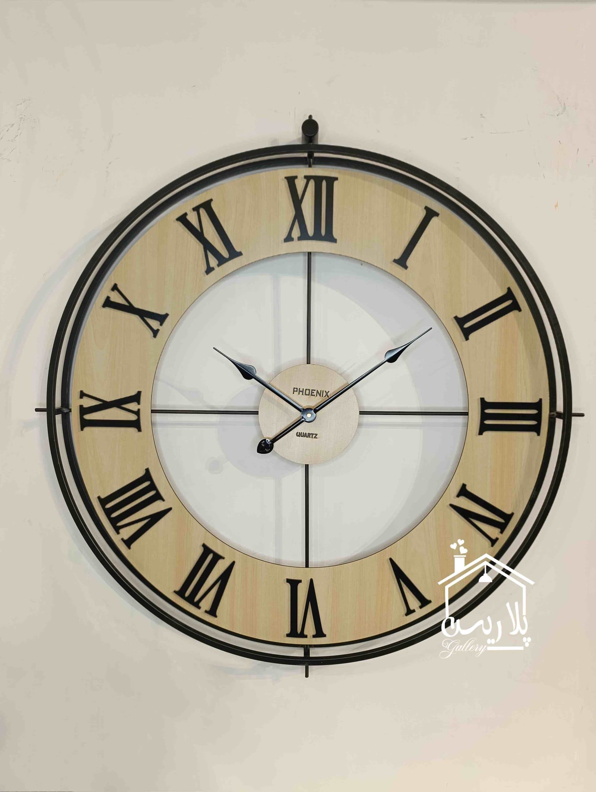 ساعت دیواری کرم مشکی قطر 90 سانت+ 33109