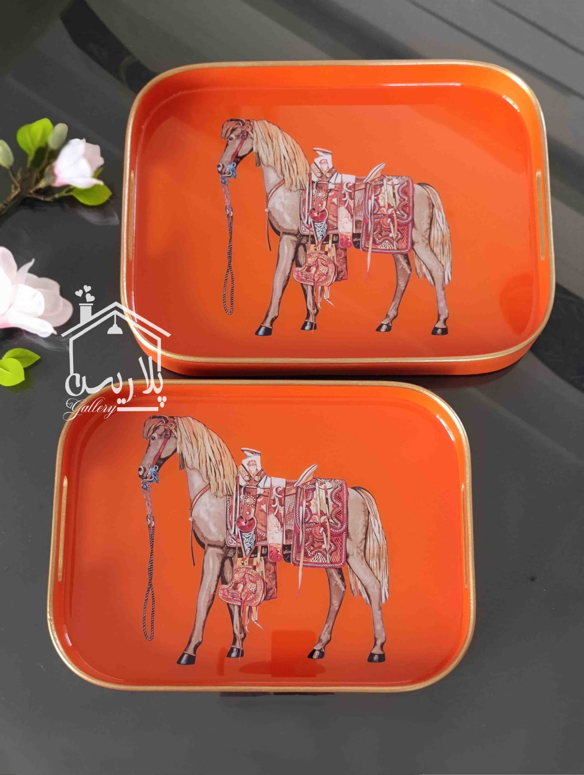 سینی هرمس مستطیل نارنجی در دو سایز