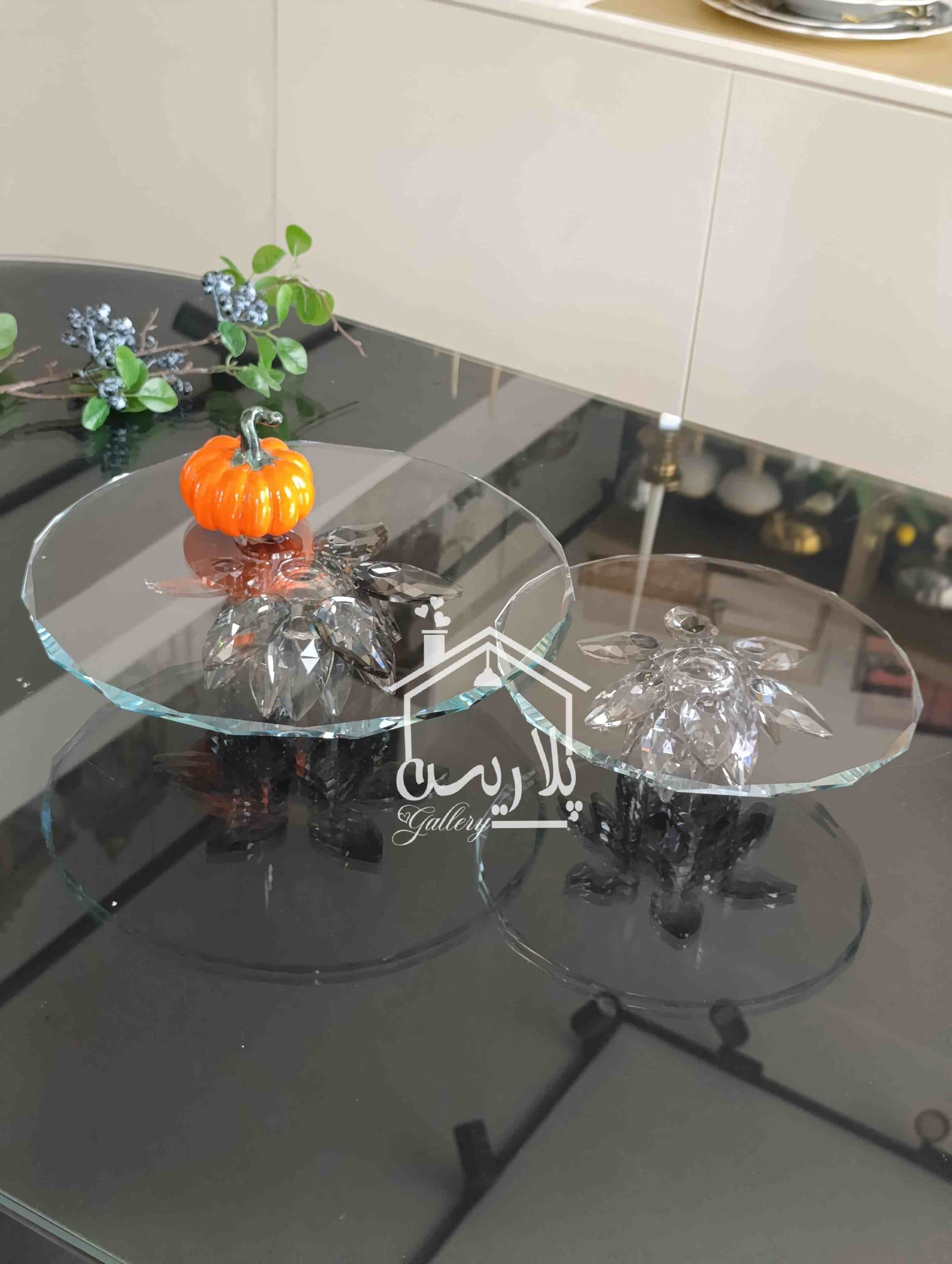 استند نیلوفر پایه کریستال دودی — تصویر ۸