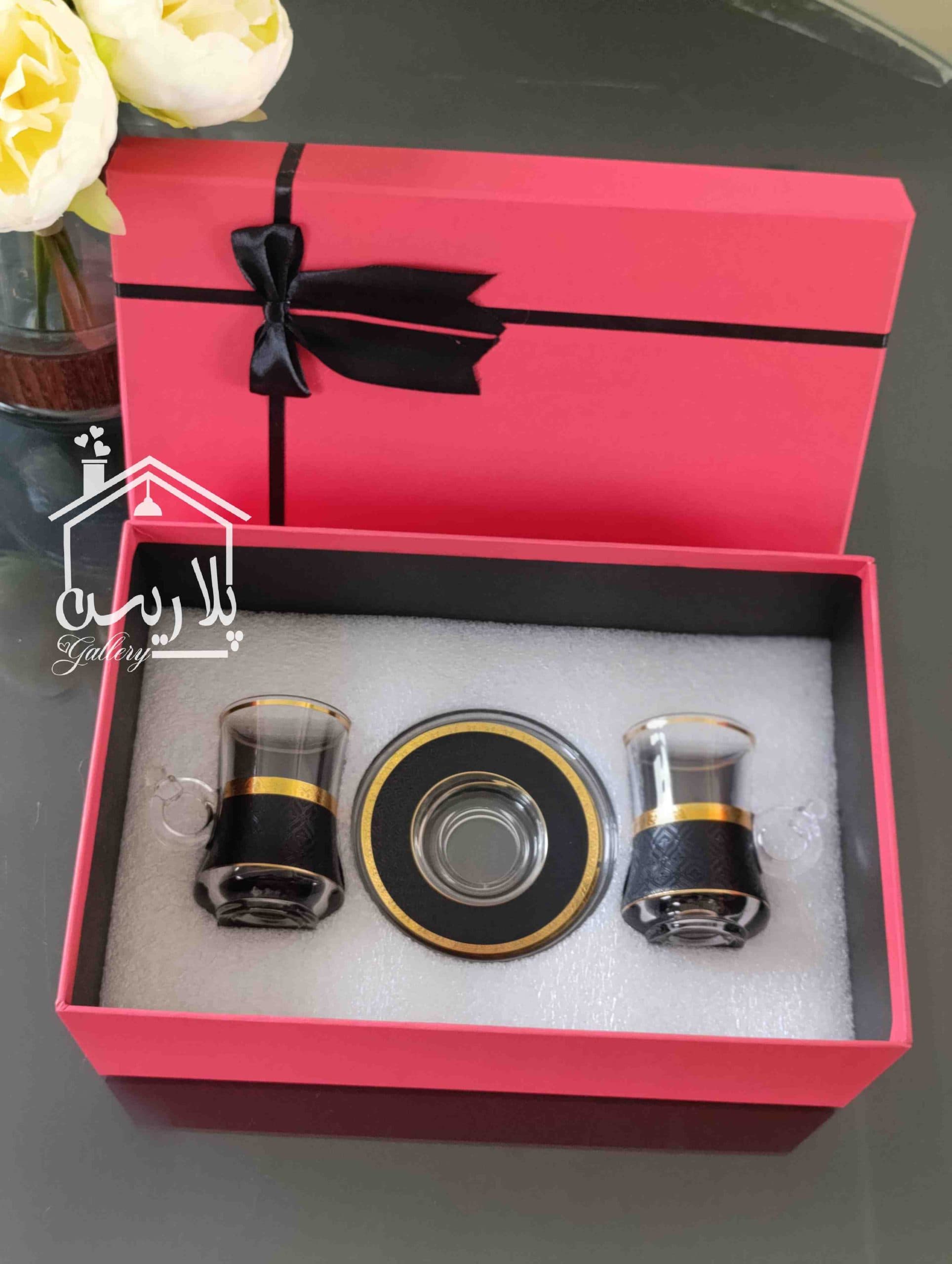 پک کادویی لیوان کمر باریک دوتایی مشکی90213
