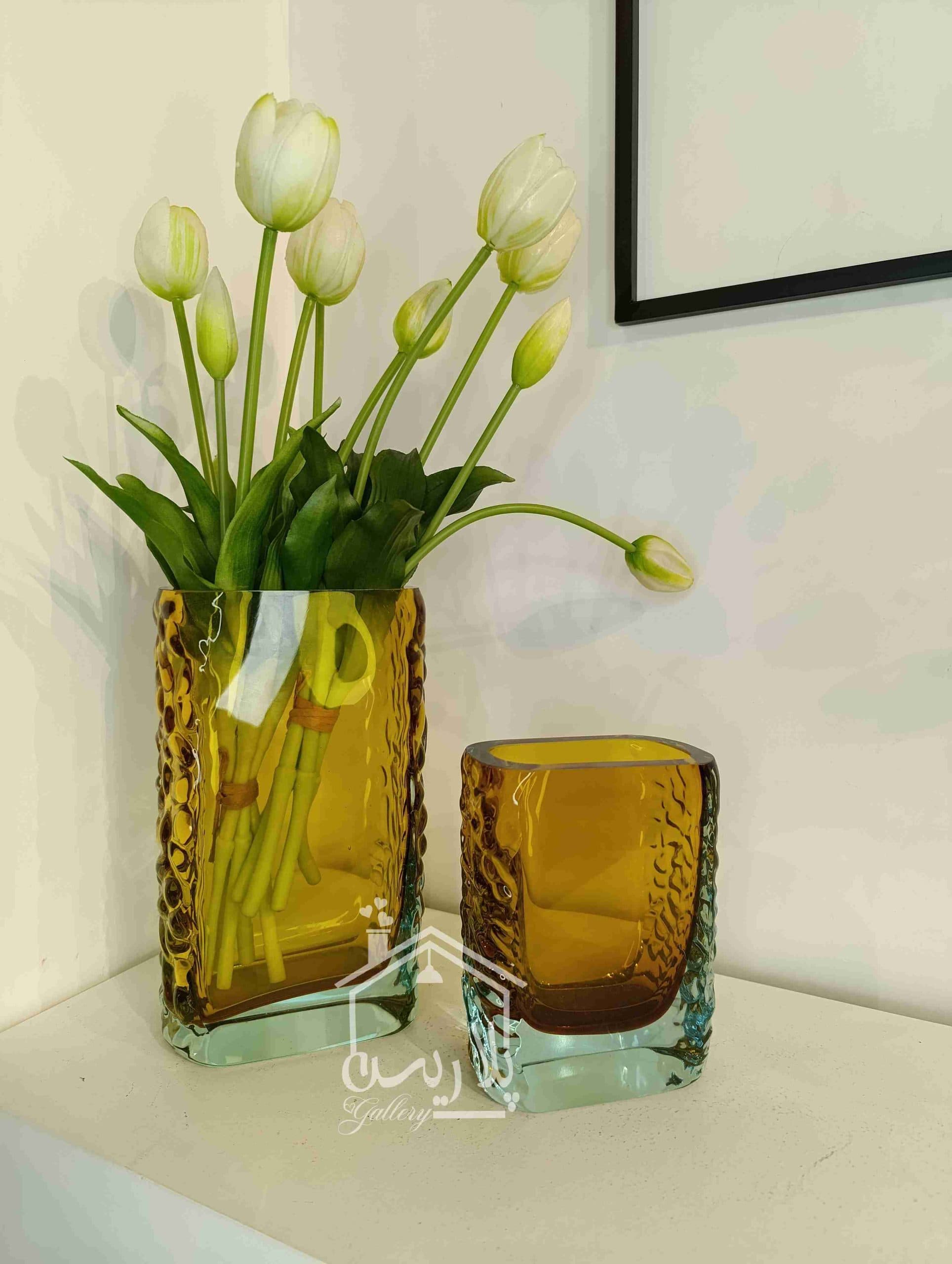 گلدان کریستال کهربا آمرلد آمبرEMERALD AMBER