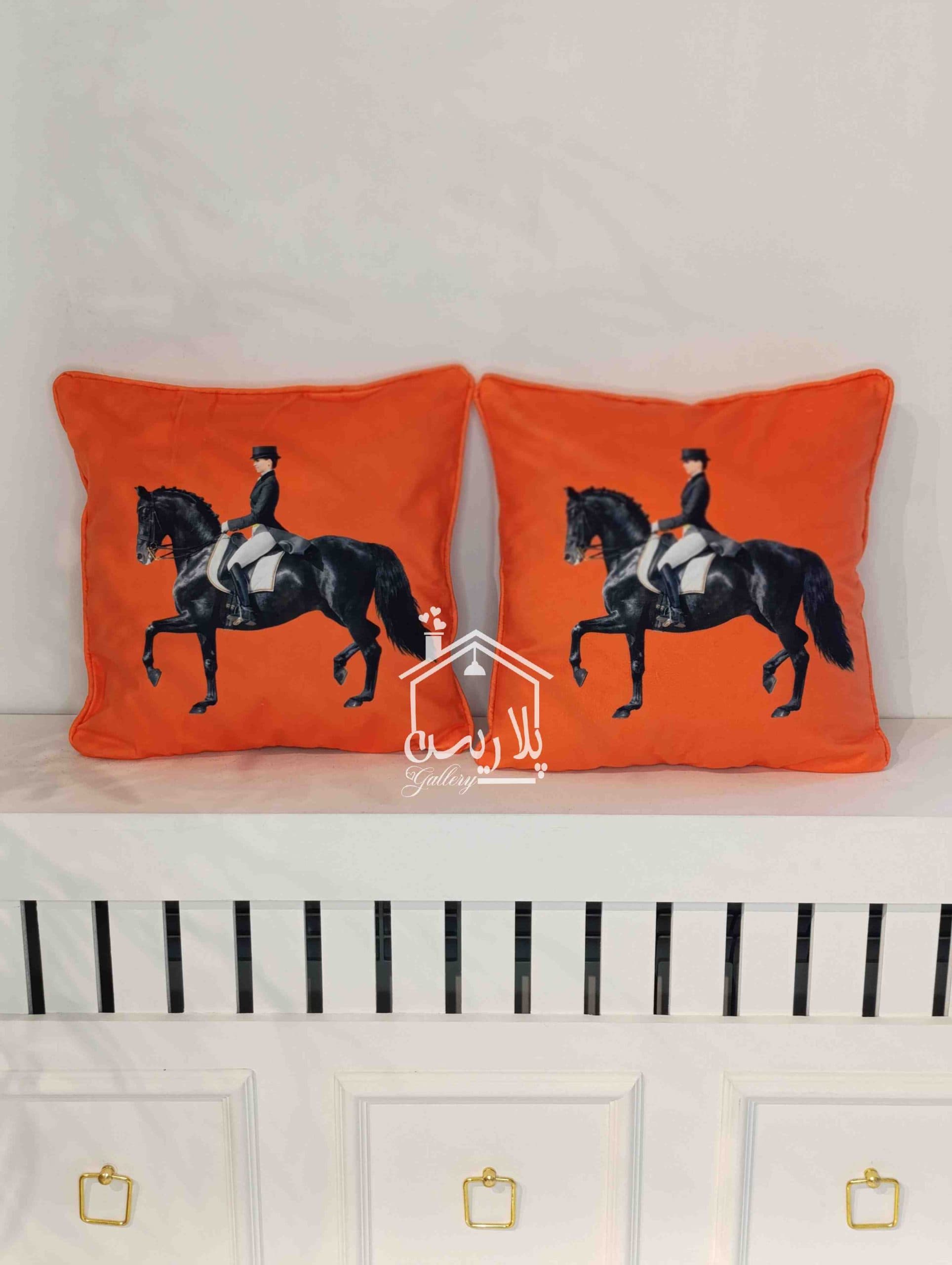 ست کاور کوسن وارداتی هرمس نارنجی تک اسب 26146