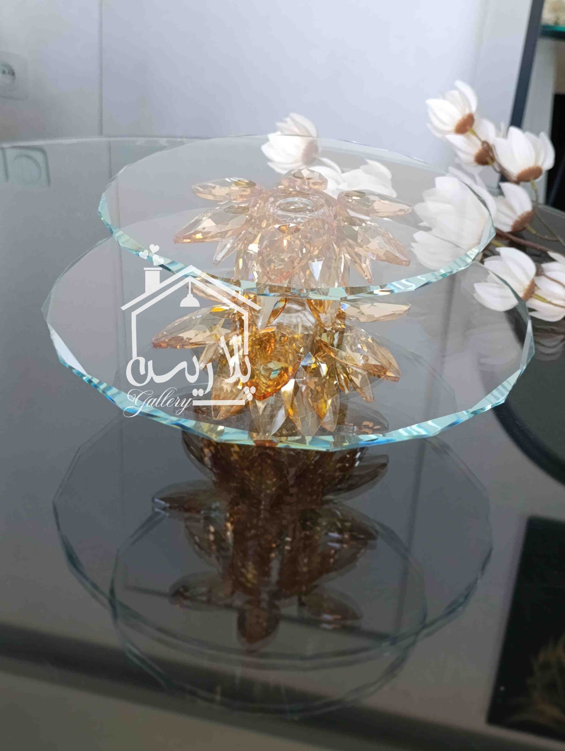 استند کریستال نیلوفر نارنجی در دو سایز — تصویر ۲