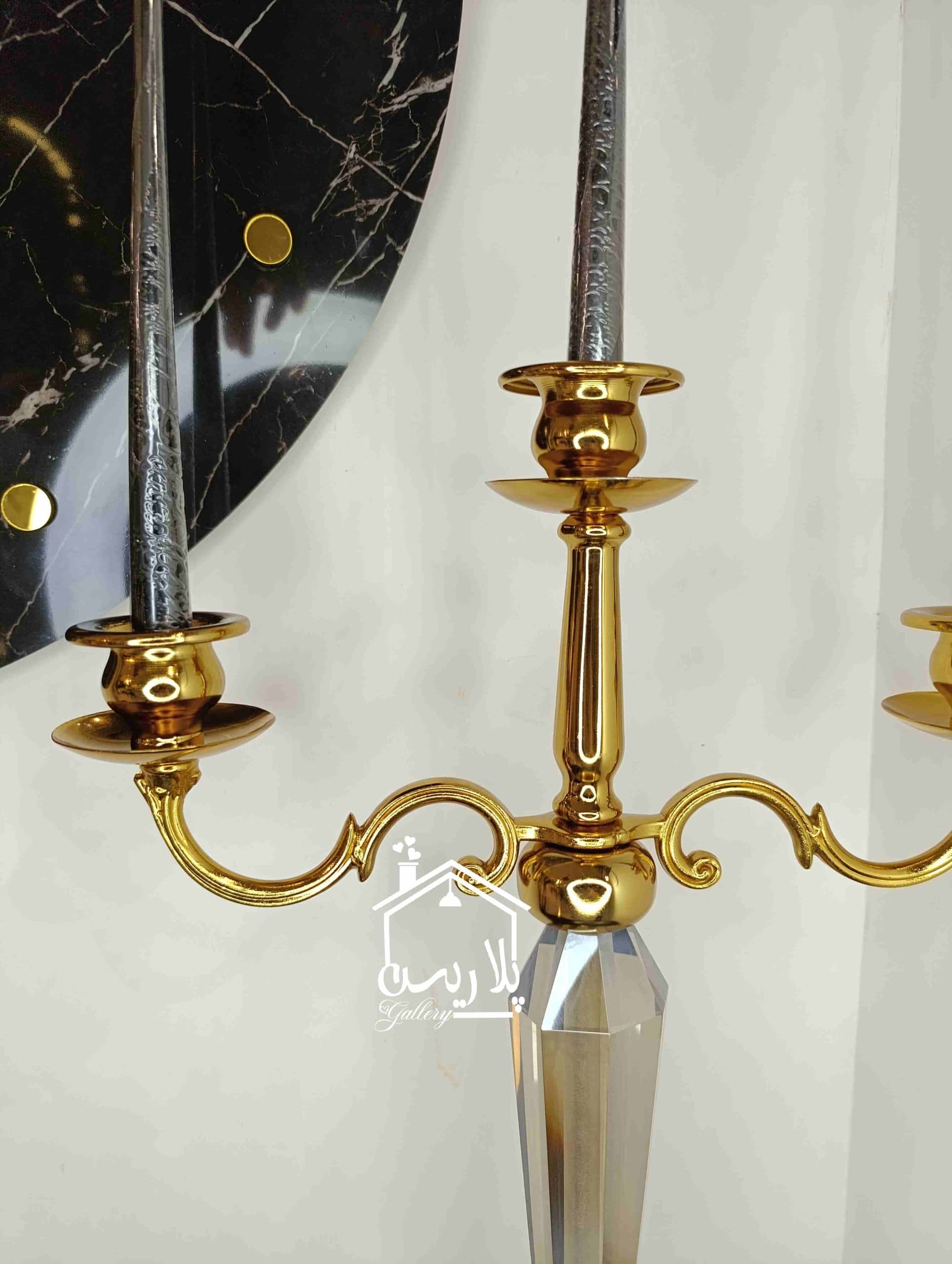 ست شمعدان/جاشمعی سه شعله کریستال طلایی12285 — تصویر ۲