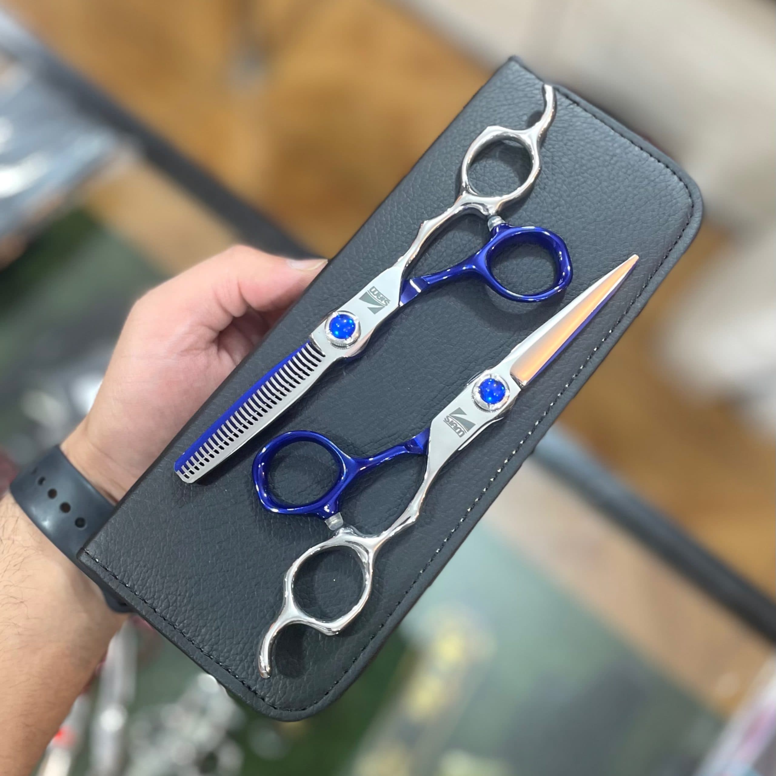 ست قیچی ۶ اینچ نقره ای آبی کد A_T60_21 فینی صیام