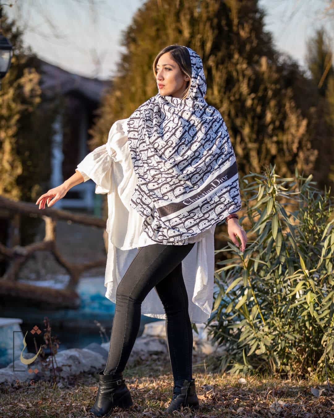 شال نخ طرح پترن دیور کد 1034