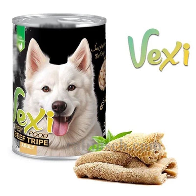 کنسرو غذای سگ «وکسی Vexi» نچرال با تکه‌های سیرابی (400 گرم)