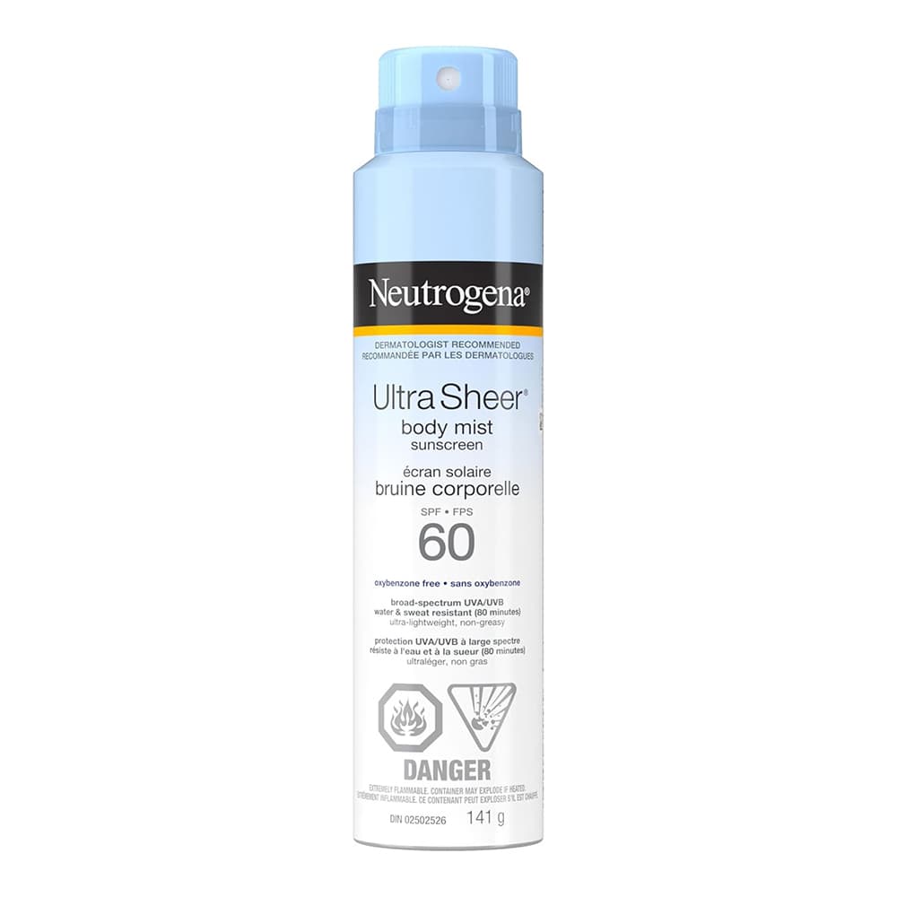اسپری ضد آفتاب نوتروژینا Ultra Sheer SPF 60 (مناسب صورت و بدن) – ضد آفتاب اسپری سریع جذب و مقاوم در برابر آب