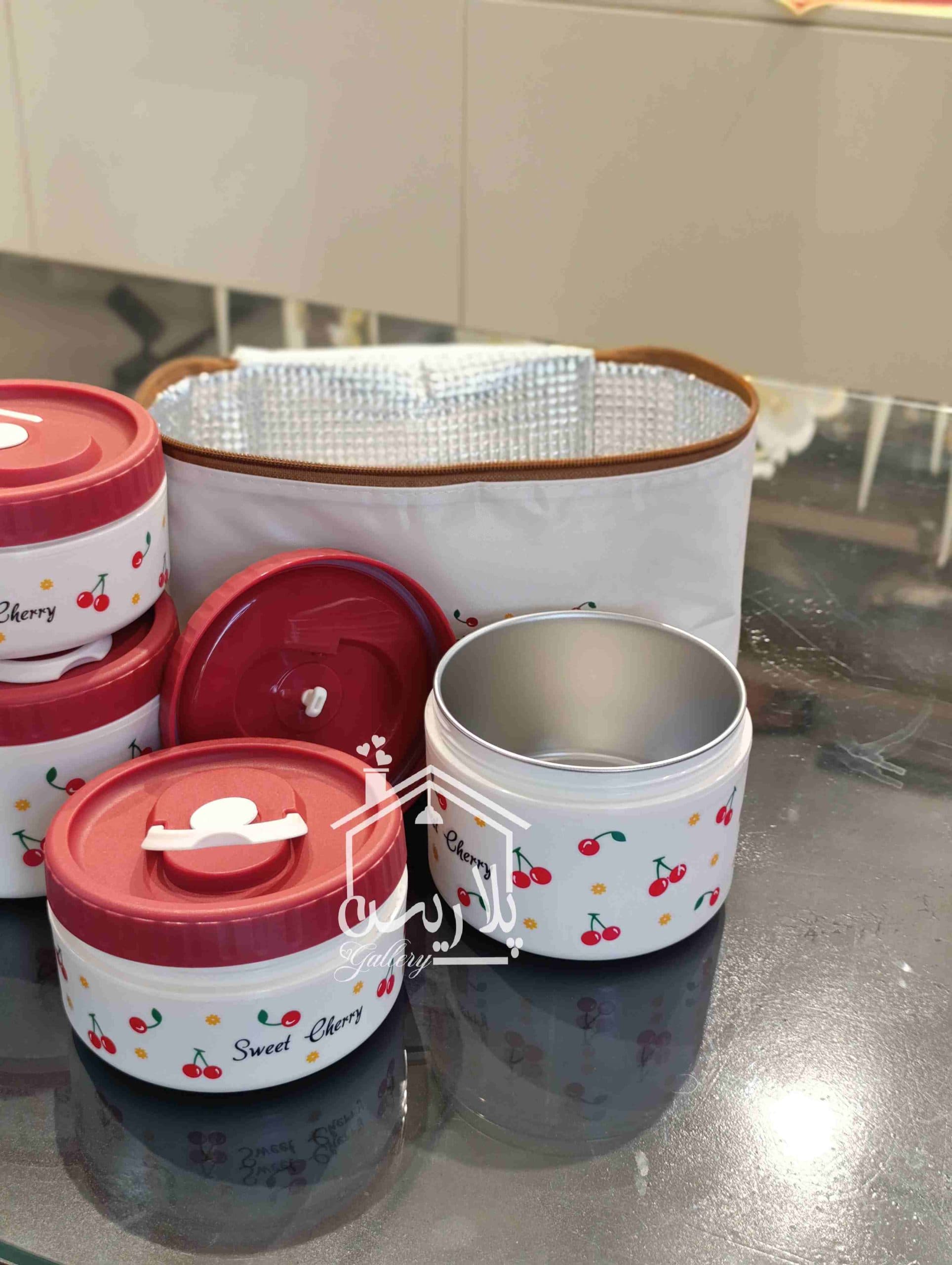 لانچ باکس 4تایی استیل چری گیلاسی sweet cherry — تصویر ۳