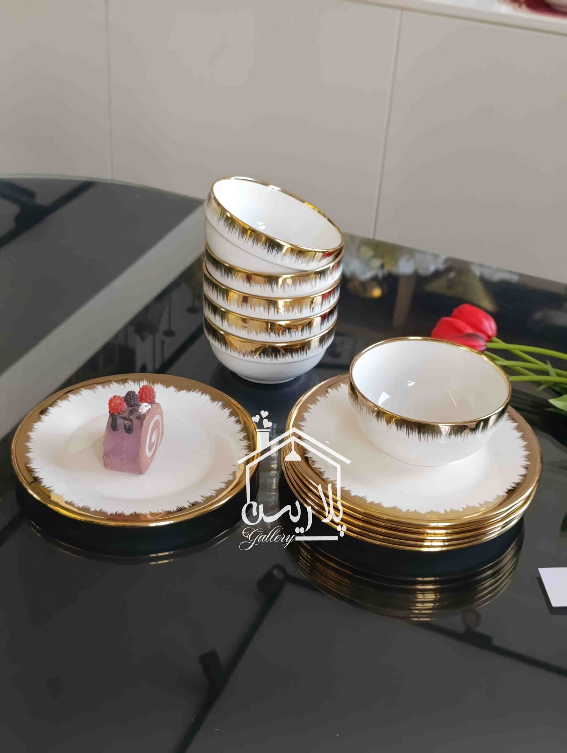 ست پیاله پیشدستی هاشور طلا — تصویر ۲