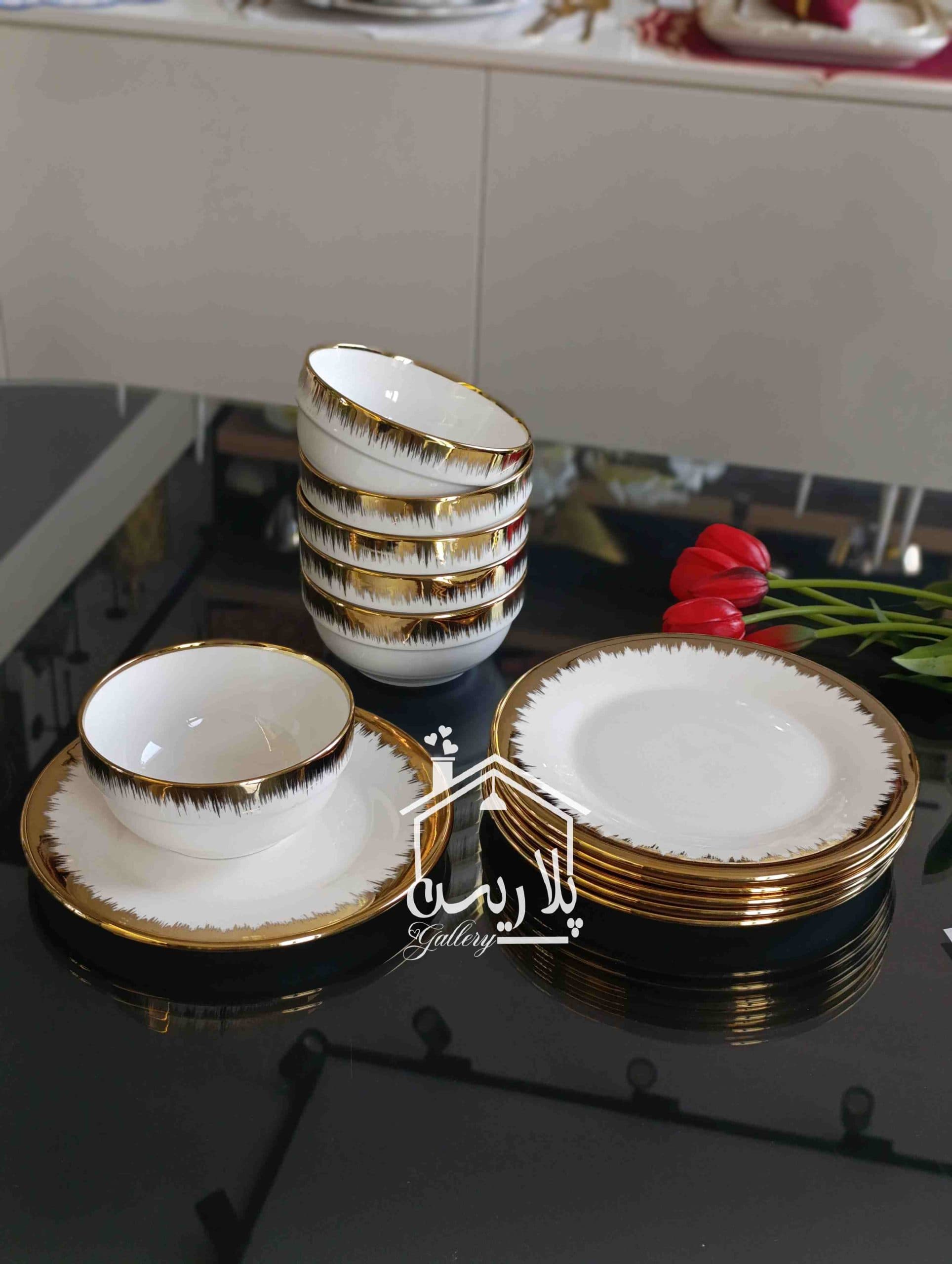 ست پیاله پیشدستی هاشور طلا — تصویر ۳