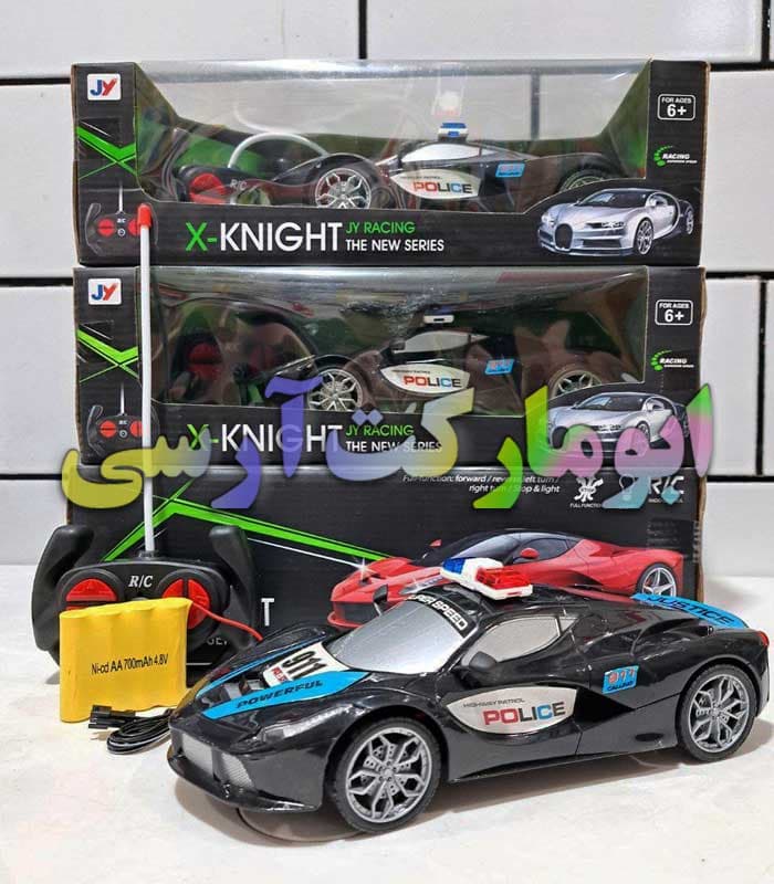 ماشین فراری پلیس 25سانتی کنترلی شارژی سرعتی برند X-KNIGHT با باتری 4.8 ولتی — تصویر ۲