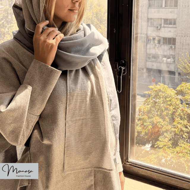شال مزونی طوسی برند موناسا مدل ۱۲۱ — تصویر ۲