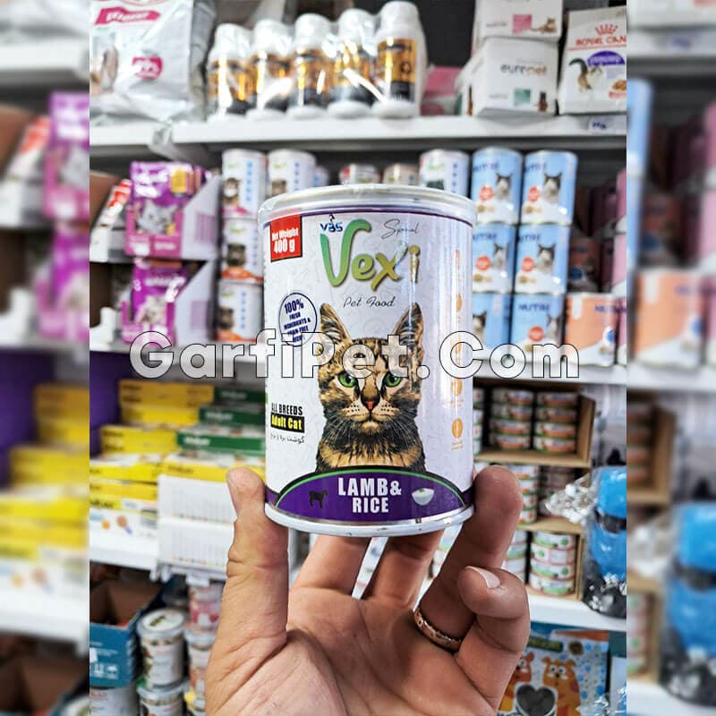 کنسرو غذای گربه «وکسی Vexi» پته با طعم بره و برنج (400 گرم) — تصویر ۲