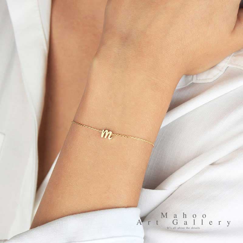 دستبند نقره تک حرف کوچک