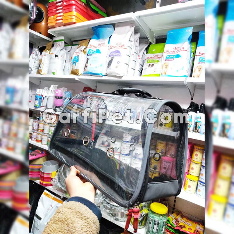 کوله حمل حیوان خانگی (سگ، گربه و جوندگان) «هپی پت» مدل تمام طلق لاکچری — تصویر ۳