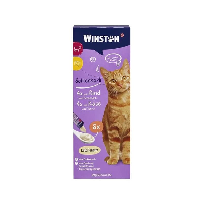 بستنی گربه «Winston» مدل گوشت و پنیر (بسته 8 عددی) (بسته‌بندی جدید)