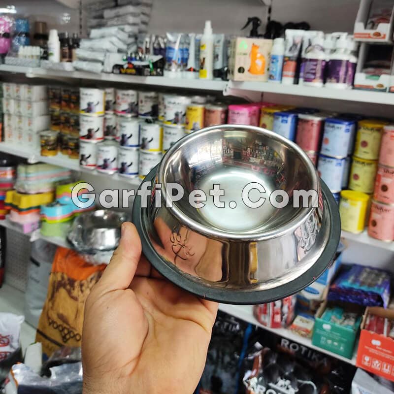 ظرف آب و غذای سگ و گربه؛ مدل استیل طرح پنجه (7 سایز) — تصویر ۵