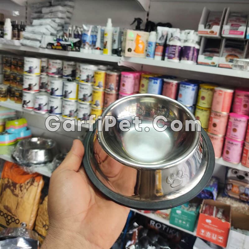 ظرف آب و غذای سگ و گربه؛ مدل استیل طرح پنجه (7 سایز) — تصویر ۴