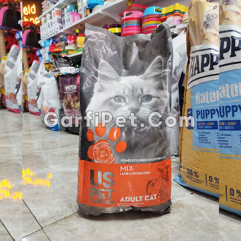 غذای خشک گربه «یو اس پت USPet» حاوی گوشت بره، مرغ و ماهی (6 کیلوگرم) — تصویر ۲