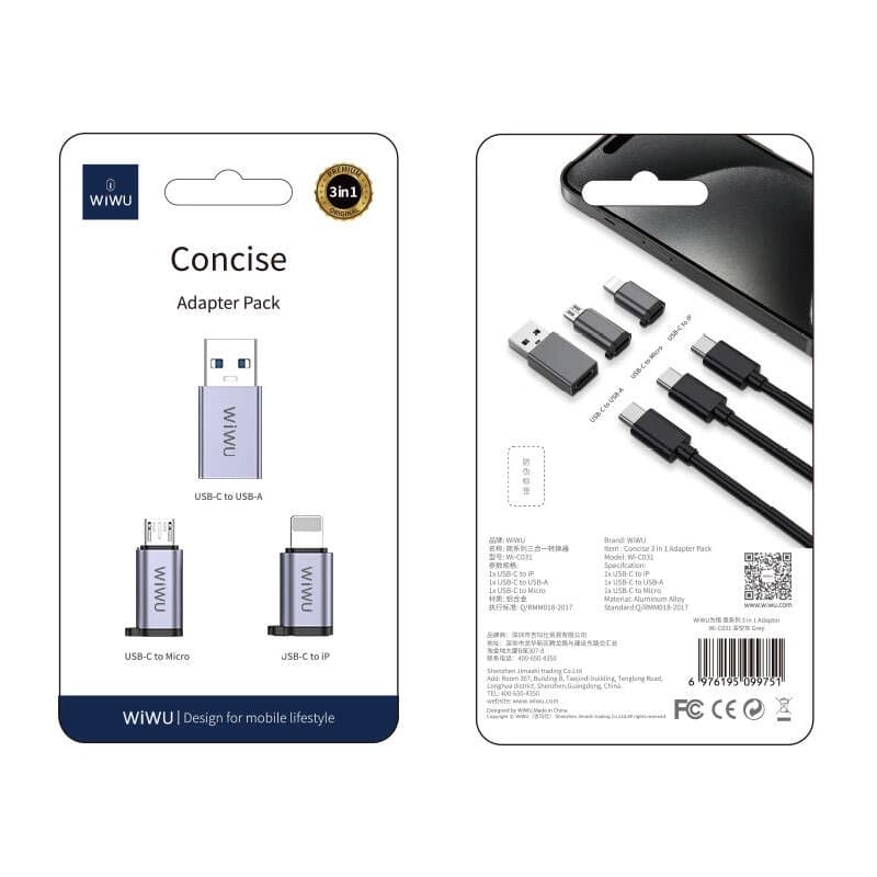مبدل تایپ سی ویوو WiWU Wi-C031 Concise Series 3in1 Adapter Package — تصویر ۷