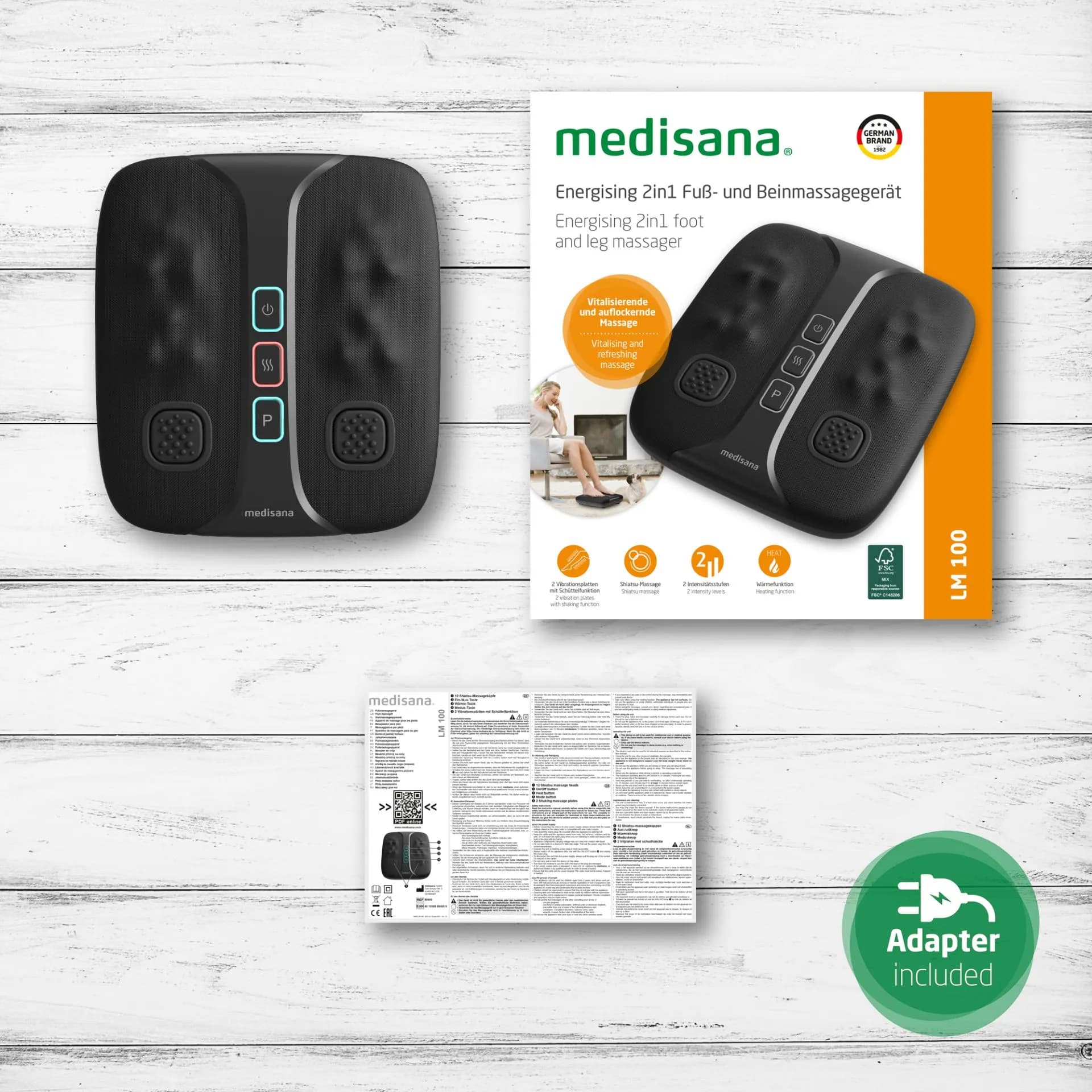 ماساژور پا و ساق پا شیاتسو، لرزشی و گرمایشی مدیسانا مدل LM 100 — تصویر ۲