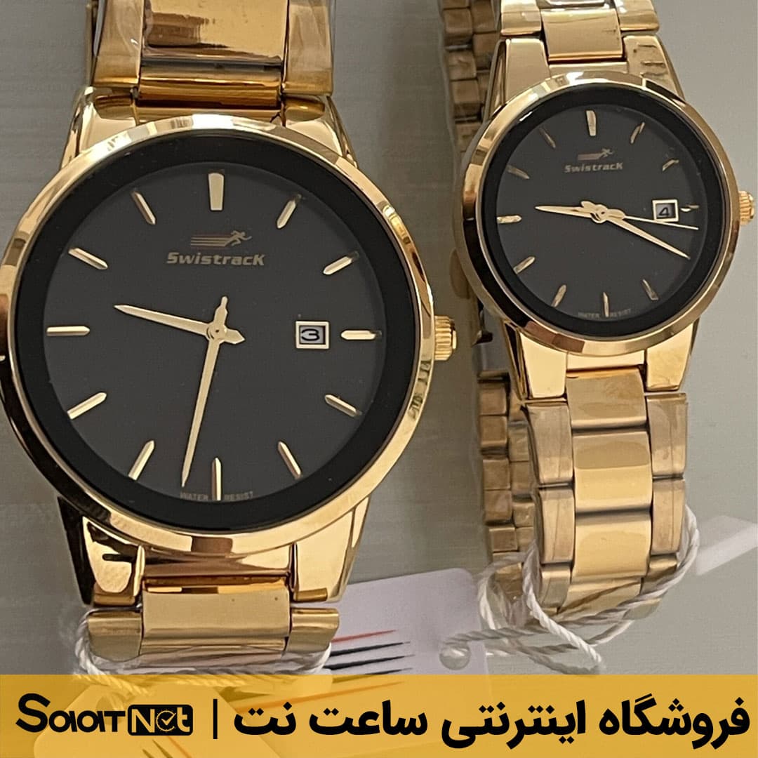 ساعت مچی مردانه و زنانه سویس تراک کد ۳۰۶۴ | طراحی شیک و استیل طلایی با موتور ژاپنی
