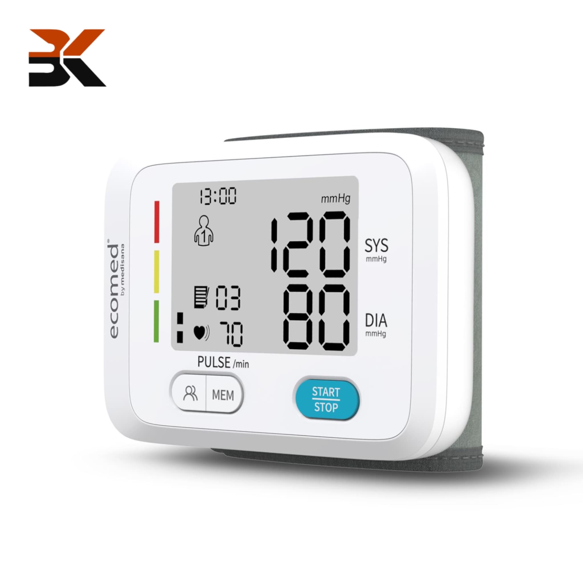 فشارسنج مچی دیجیتالی مدیسانا ecomed مدل BW-83E اندازه‌گیری دقیق فشار خون و ضربان قلب با حافظه داخلی