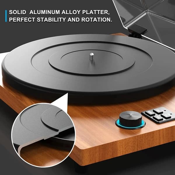 گرامافون چوبی رومیزی با سیستم HiFi و بلوتوث،دو اسپیکر جانبی مدل B10A — تصویر ۳