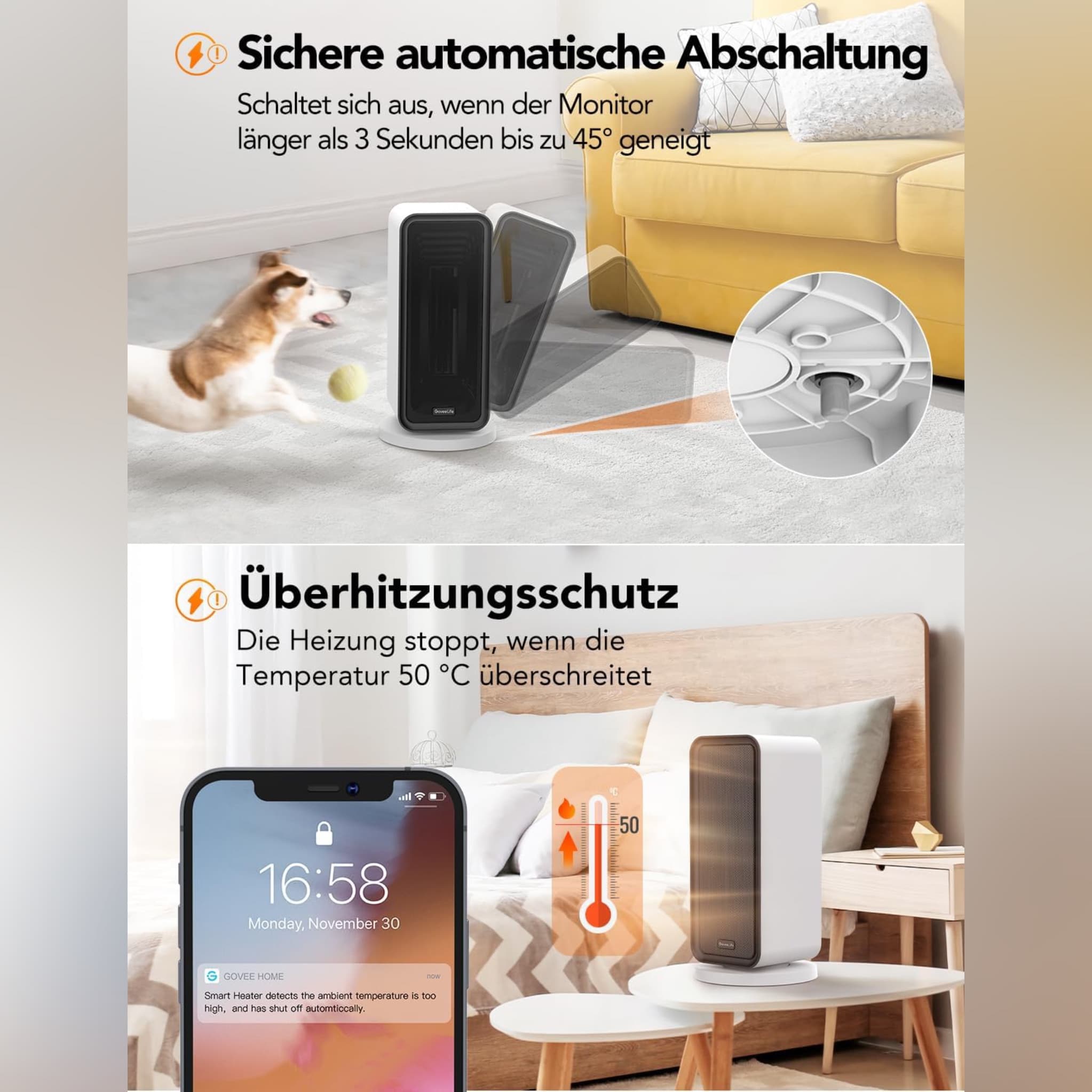 بخاری برقی هوشمند Govee Life مدل H713A کم مصرف و قابل کنترل با موبایل — تصویر ۲