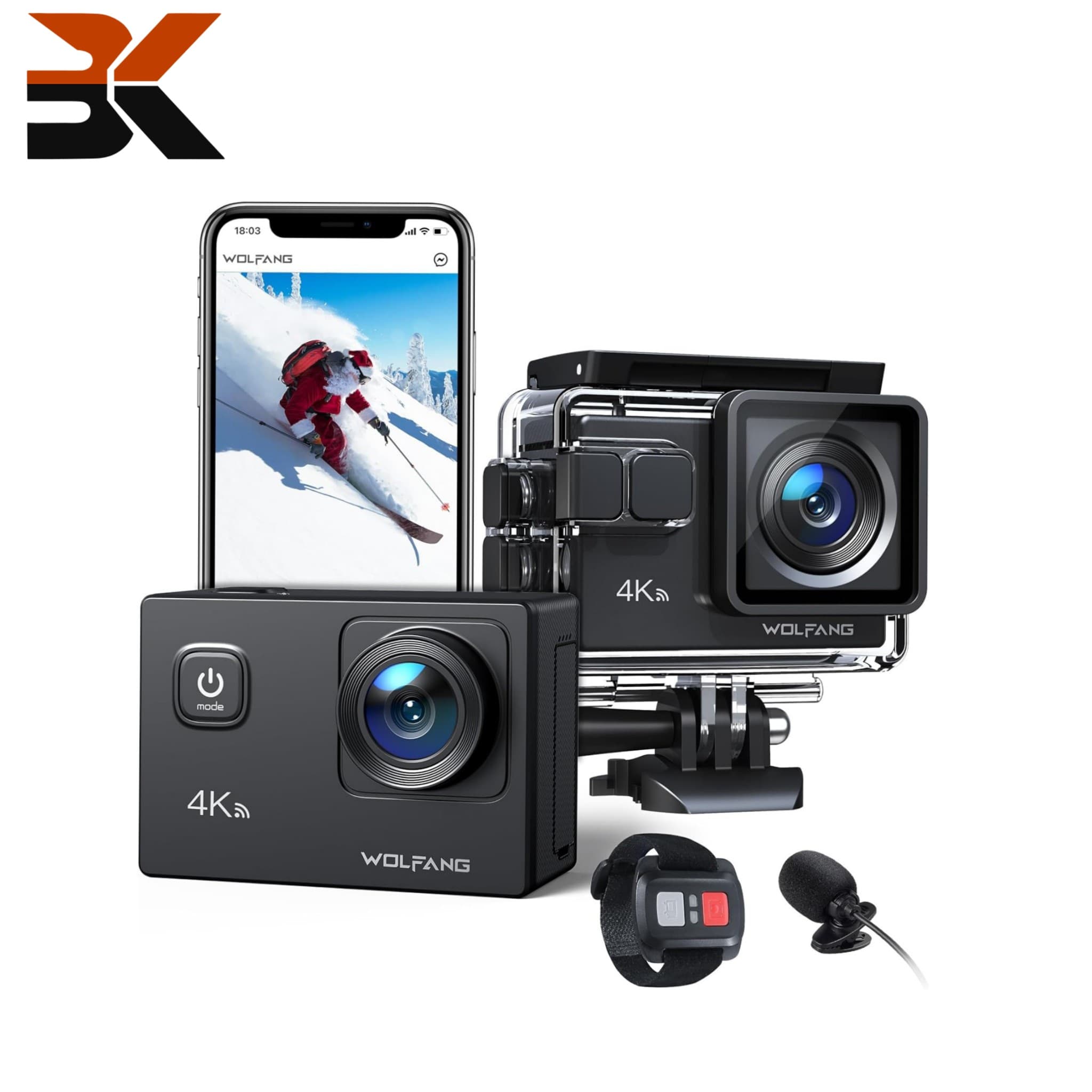 دوربین فیلمبرداری ورزشی اکشن 4K برند WOLFANG مدل GA100