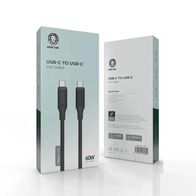 کابل تایپ سی به تایپ سی گرین لاین Green Lion PVC USB-C to USB-C cable 1.0m