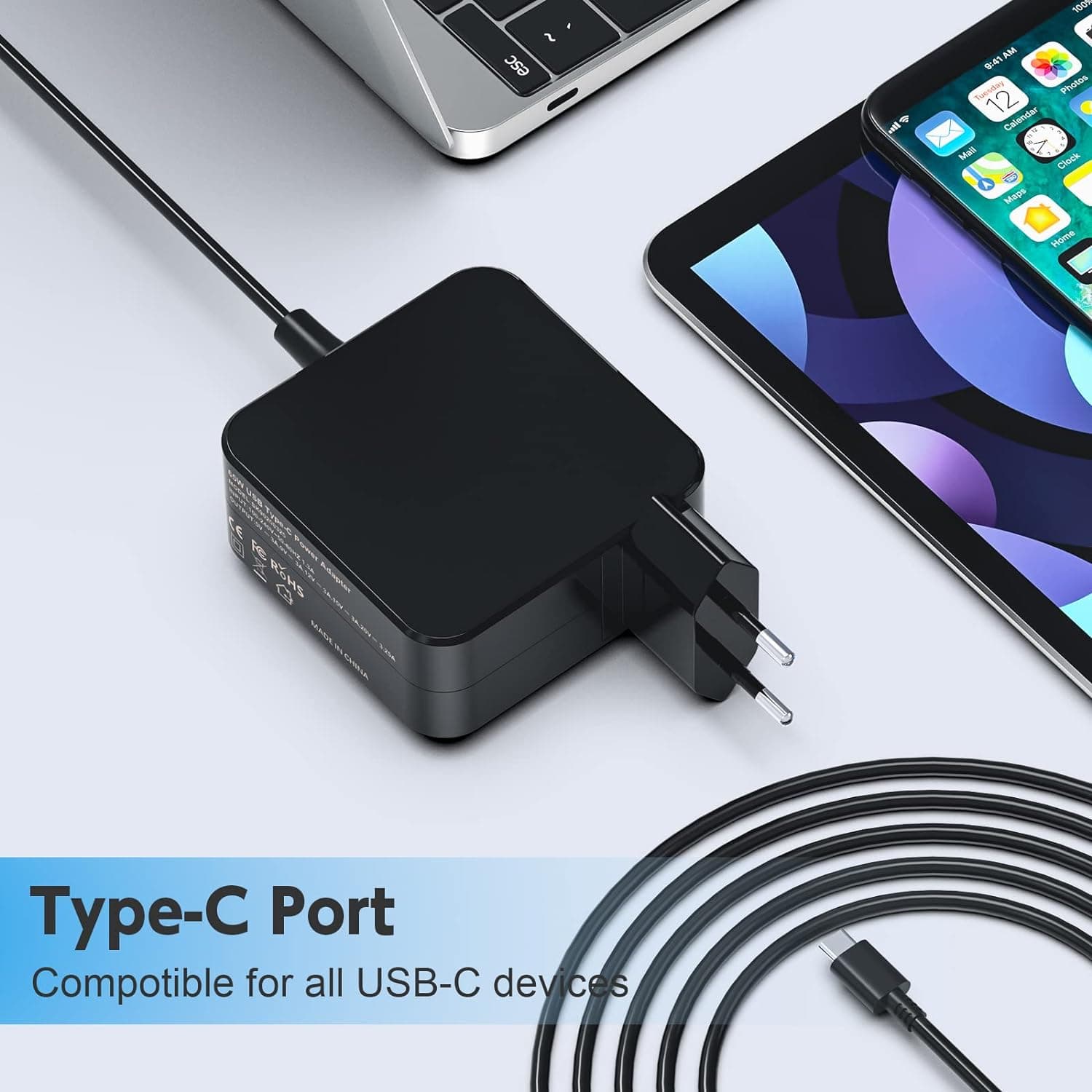 آداپتور لپ تاپ 65 واتی USB C برند BIUBOTY — تصویر ۶