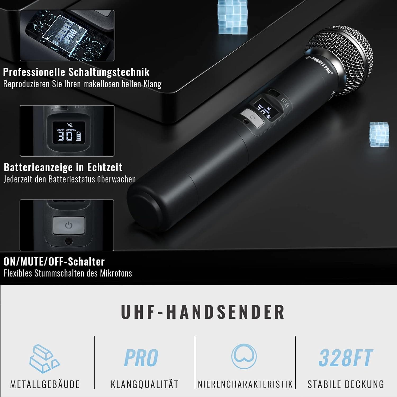 میکروفون بیسیم دوکاناله Phenyx Pro مدل PTU-71 — تصویر ۵