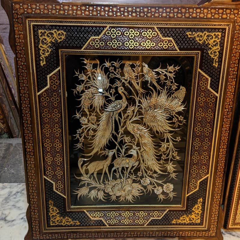 تابلو قلمزنی طرح طاووس 50*60