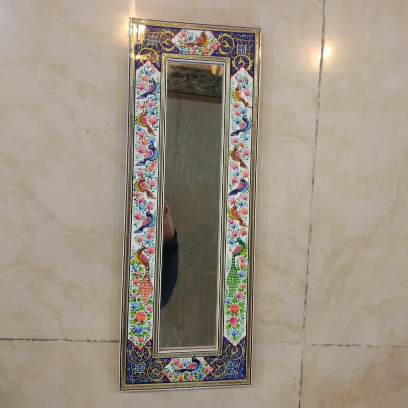 آینه ستونی مینیاتور برجسته و دوحاشیه خاتم 20*55