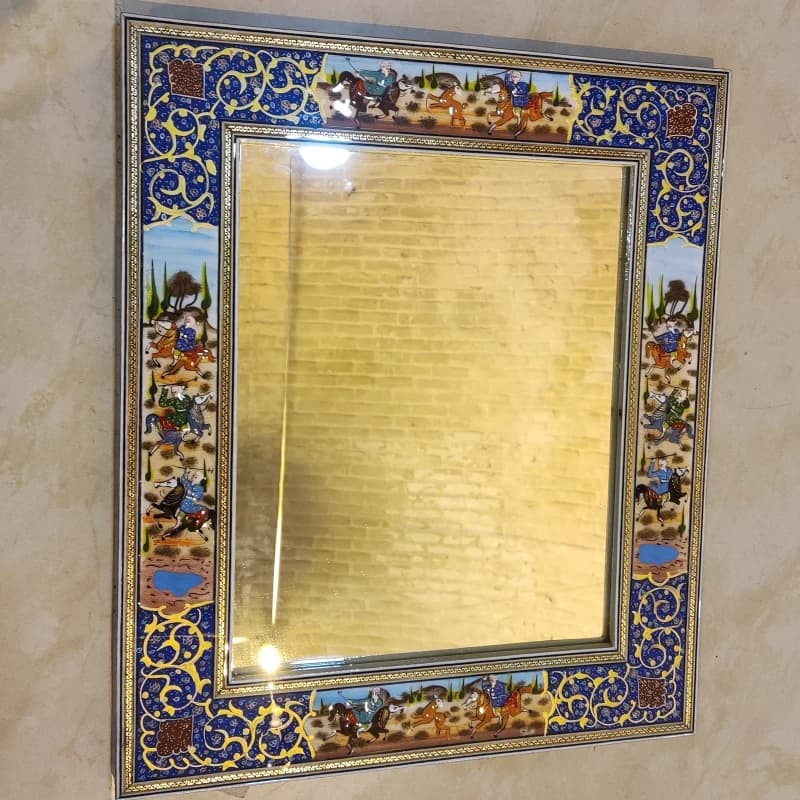 آینه مینیاتور طرح چوگان( شکارگاه)28 در 34 — تصویر ۳
