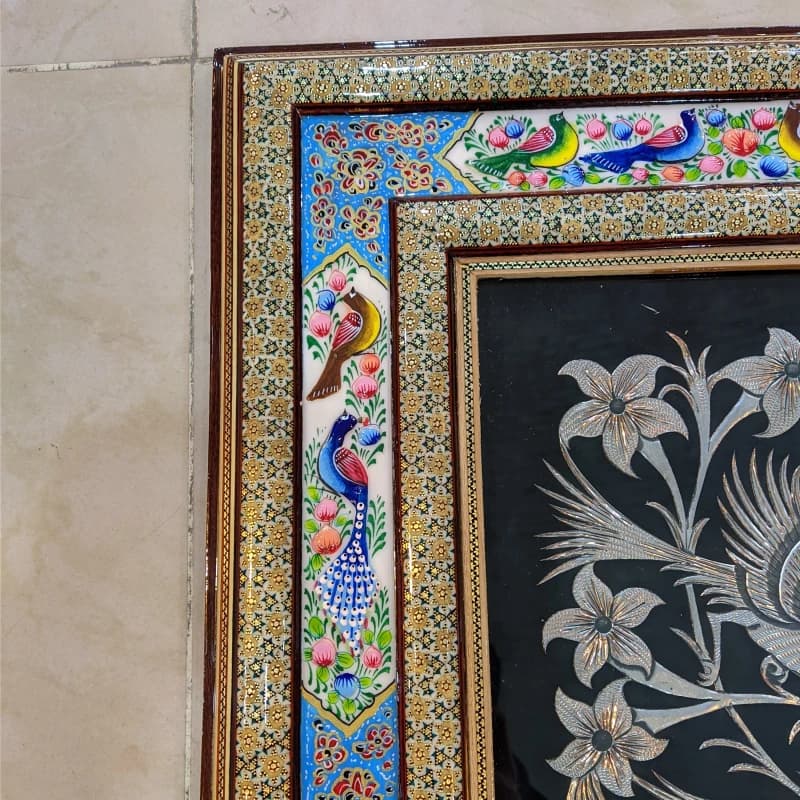 تابلو قلمزنی نقاشی مینیاتور و خاتم ابعاد 100 در 60 — تصویر ۳