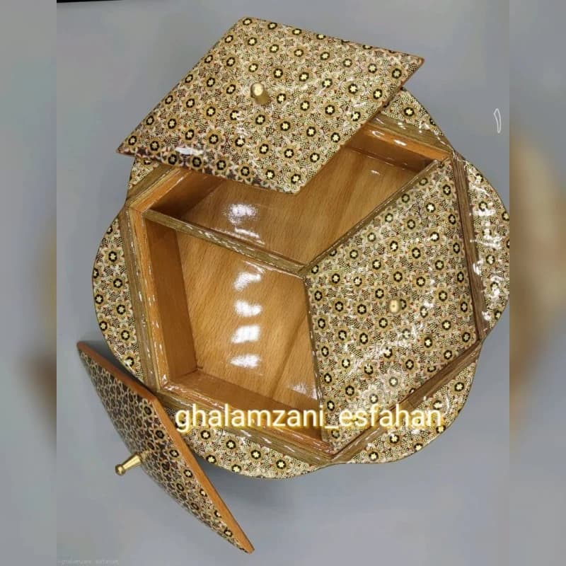 شکلات خوری(آجیل خوری) تمام خاتم سه درب ابعاد 24 در 24 — تصویر ۲