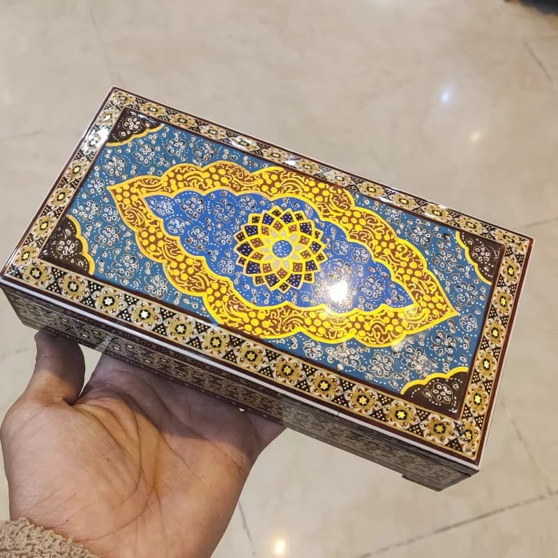 جعبه خاتم استخوانی مینیاتور تذهیب 11 در 21 — تصویر ۲