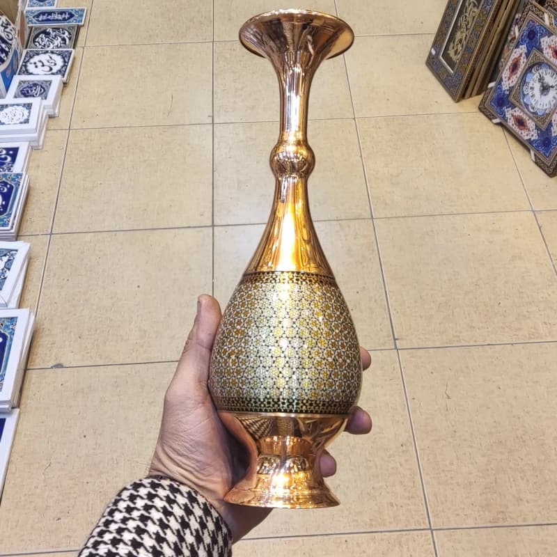 گلدان مس و خاتم ارتفاع 30