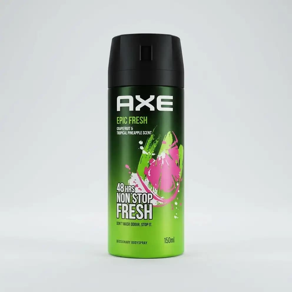 اسپری بدن مردانه اکس مدل Epic Fresh با رایحه گریپ فروت و آناناس