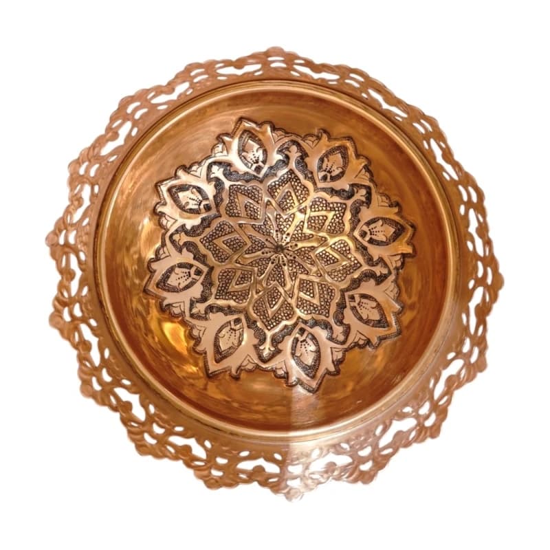آجیل خوری خاتم کاری مسی ارتفاع 20 — تصویر ۲