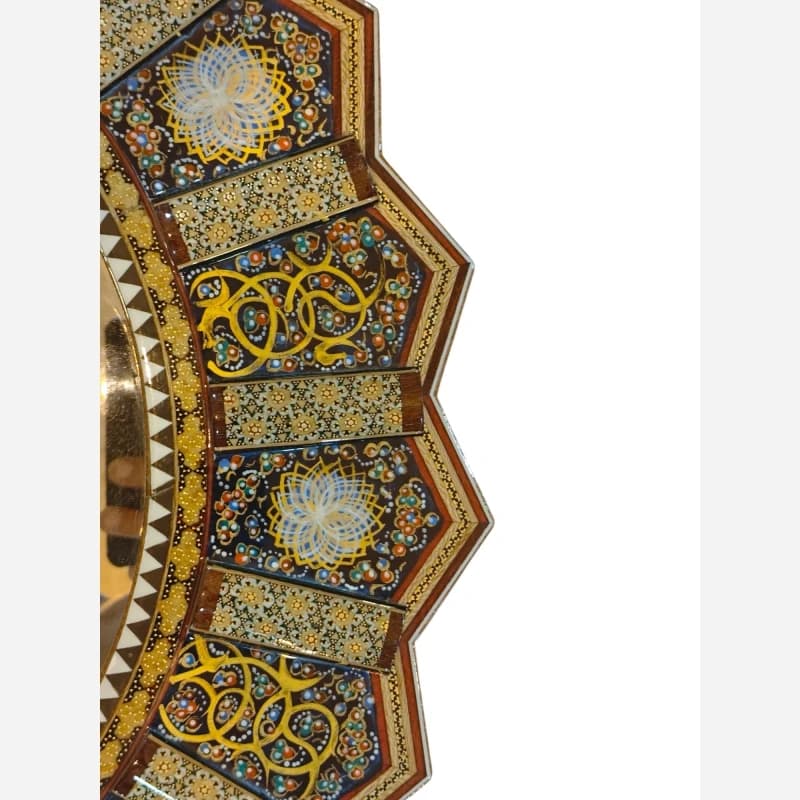آینه خورشیدی خاتم و مینیاتور طرح اسلیمی 57*57 — تصویر ۲